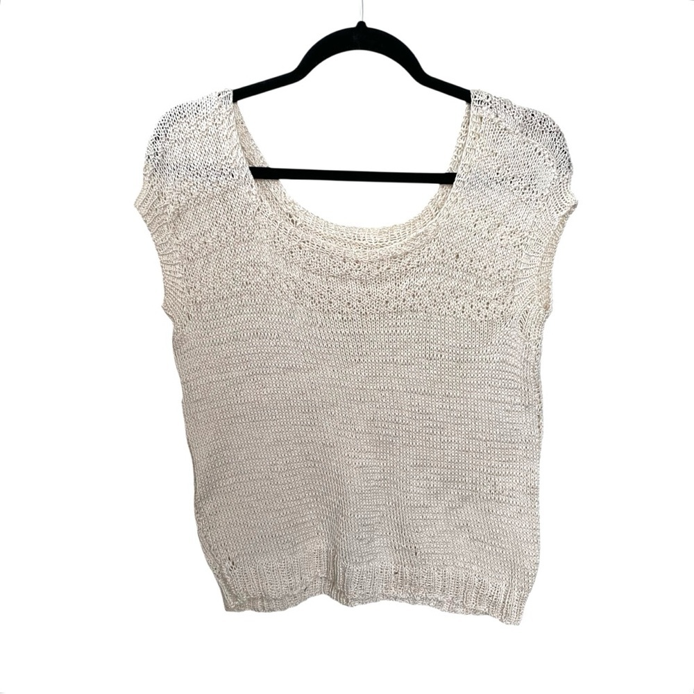 Handmade Cream Knit Sleeveless Top Size Small